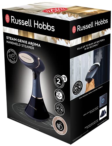 Russell Hobbs Plancha Vertical de Vapor Steam Genie Aroma - Vapor Vertical, 1800 W, Placa Cerámica, 4 Accesorios, Azul - 28041-56