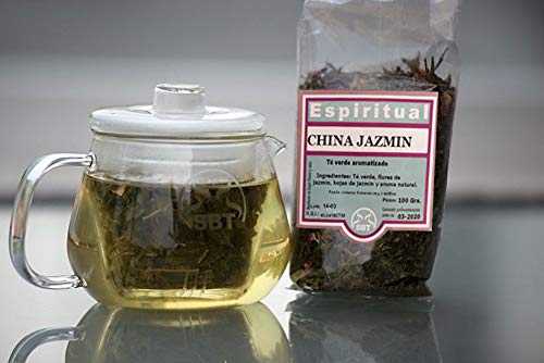 SABOREATE Y CAFE THE FLAVOUR SHOP Té Verde China Jazmín En Hoja Hebra A Granel Infusión Natural Adelgazante 100 g