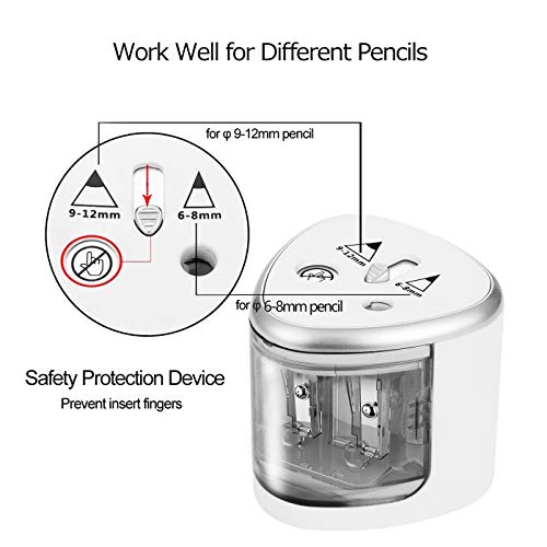 Sacapuntas Eléctrico Afilador Lapices Electrico Agujeros Dobles para 6-12mm Sacapunta Lápiz de Color para Oficina Salón de Clases Dibujo y Hogar Regalo del día de los niños2 222
