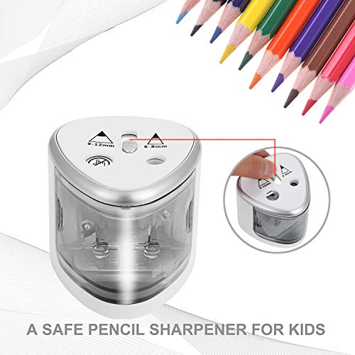 Sacapuntas Eléctrico Afilador Lapices Electrico Agujeros Dobles para 6-12mm Sacapunta Lápiz de Color para Oficina Salón de Clases Dibujo y Hogar Regalo del día de los niños2 222