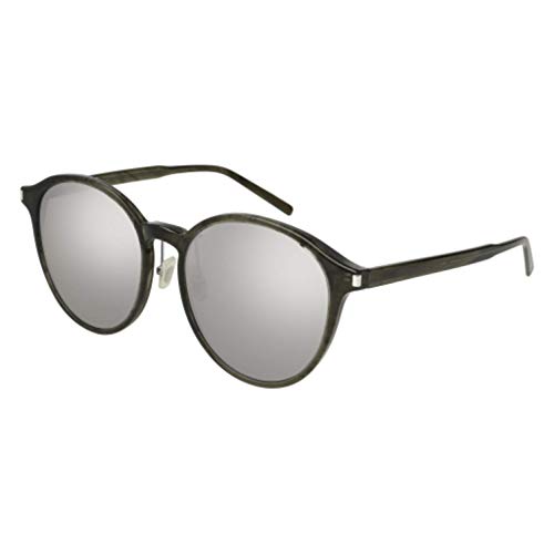 Saint Laurent SL 198/K Slim 004 Gafas de sol, Gris (4/SILVER), 56 Unisex Adulto