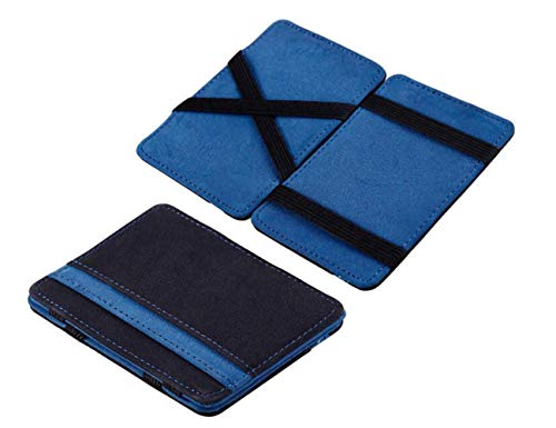 Saisiyiky Mini Carteras monedero Grind neutral Magia monedero Bifold Billetera de cuero Purse Card (Azul)