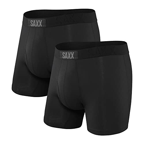 Saxx Men's Underwear Ropa Interior para Hombre – Calzoncillos Bóxer para Hombre Ultra - Bóxers Brief con Soporte Interno Ballpark Pouch TM Integrado – Paquete de 2, Negro,M