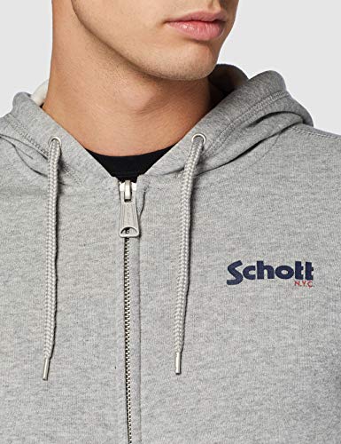 Schott NYC Swzip Sudadera con Capucha, H Grey, M para Hombre