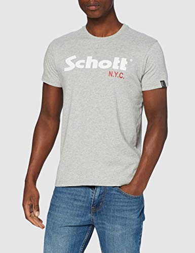 Schott NYC TS01MCLOGO Camisa, Negro/H.Grey, M (Pack de 2) para Hombre