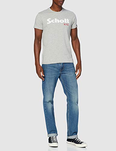 Schott NYC TS01MCLOGO Camisa, Negro/H.Grey, M (Pack de 2) para Hombre