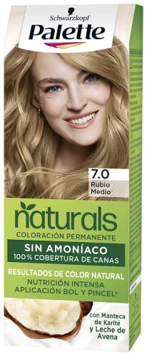 Schwarzkopf Palette Naturals - Tinte 7 cabello Rubio Medio - Coloración Permanente – Perfecta cobertura de canas – Colores increíblemente naturales (Pack de 5)