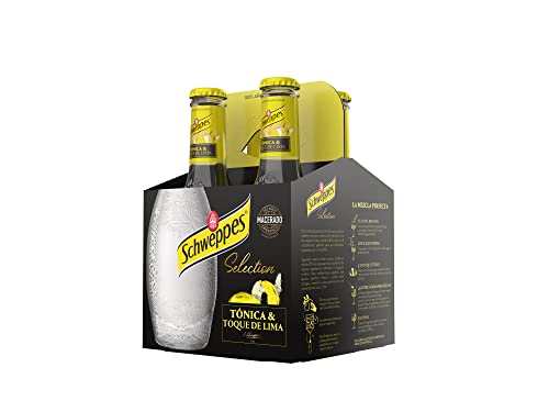 Schweppes Selection Tónica con un toque de Lima, Bebida Refrescante - Vidrio, Pack 4x20cl