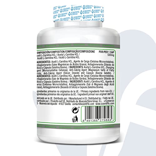 Scientiffic Nutrition - ALC 500mg, Suplemento de Acetil L-Carnitina, Quemagrasas Potente para Perder Peso y Aumentar tu Energía, Fat Burner - 90 cápsulas