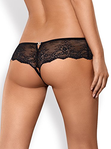 Selente Love & Fun - Tanga para mujer, atractivo, cómodo, parcialmente como arriba, Black-wide overt, S-M