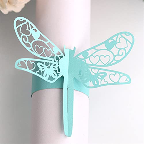 Servilletero Anillos de servilleta Dragonfly Patrón Papel Toalla Toalla Sábanas Hebilla de servilleta para banquete de boda Banquete Mesa de comedor Decoración 100pcs napkin rings ( Color : Tiffany )