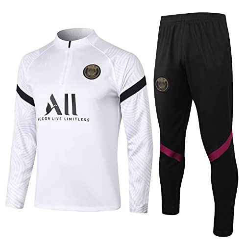 SHCOOCY Chándales de fútbol Portugal para hombre, chándal de entrenamiento de fútbol para club de fútbol Europa chándal de manga larga para adultos Paris, primavera y otoño unisex (S, Blanco 5)