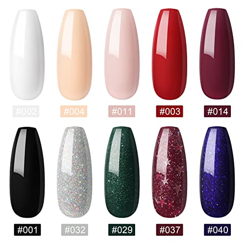 SHELLOLOH Esmaltes de Uñas Kit 36W Lámpara U-V/LED Uñas Profesional de 10PCS Soak Off Gel 10ml con Base Coat y Top Coat Semipermentes Manicura Pedicura Kit