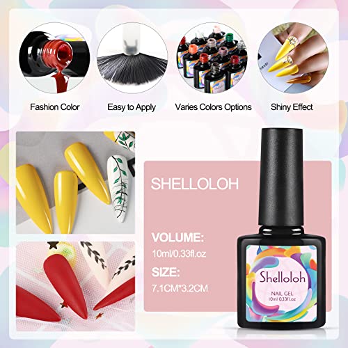 SHELLOLOH Esmaltes de Uñas Kit 36W Lámpara U-V/LED Uñas Profesional de 10PCS Soak Off Gel 10ml con Base Coat y Top Coat Semipermentes Manicura Pedicura Kit