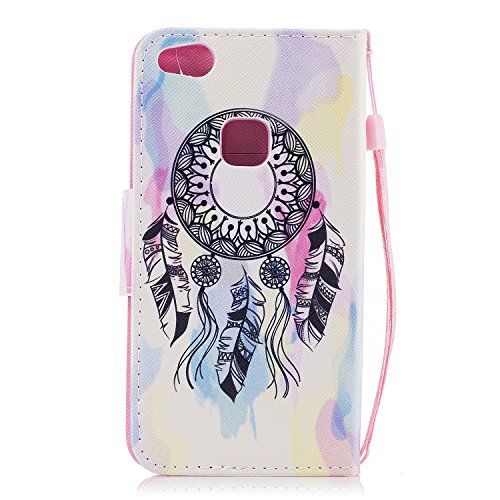 ShinyCase Funda para Huawei P10 Lite, Cuero PU Carcasa Libro de Billetera CaseFunción de Soporte Concha Ranura Tarjetas Protectora TPU Shell Cierre Magnético Tapa para Huawei P10 Lite Atrapasueños