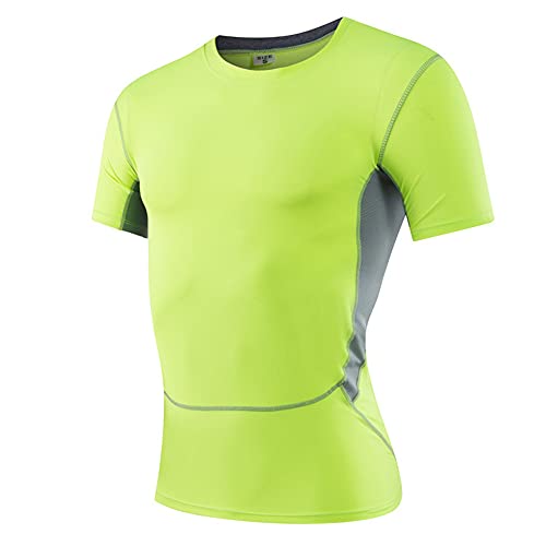 Shirt Deportiva Hombre Manga Corta Estiramiento Cuello Redondo Ajuste Delgado Hombre Shirt Correr Senderismo Empalme Verano Hombre Shirt Muscular Básica Fitness Surf Hombre Shirt