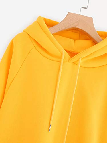 SHOBDW LiquidacióN Venta Moda para Mujer Sudadera con Capucha Pullover Blusa con Bolsillo SóLido Flojo OtoñO Invierno Manga Larga para Mujer Tops(Amarillo,S)