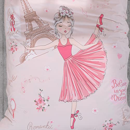 Sibiles - Funda Nórdica Cama 90 y 105 Niña 100% Algodón Turco Paris Dancing Girl (160x220 cm - Cama 90/105)