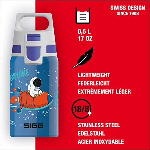 SIGG Shield One Space Cantimplora infantil (0.5 L), botella de acero inoxidable con tapón hermético, botella para niños para usar con una mano