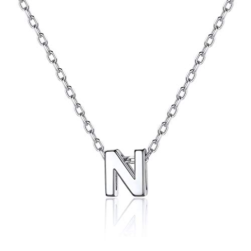 Silvora Letra N Plata de Ley Collares con Inicial Pequeño Colgantes Letras