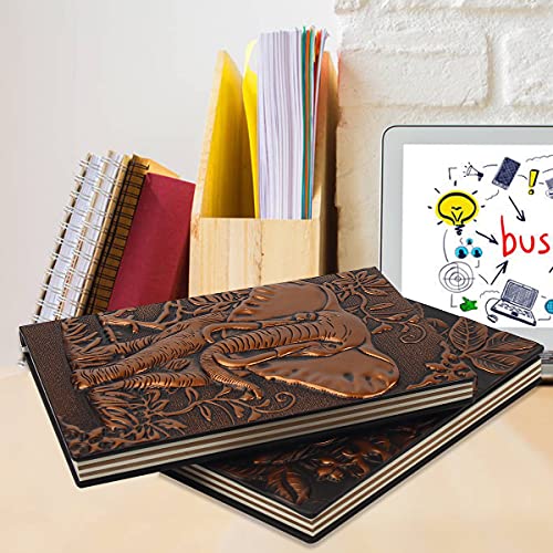 Sinolofty Cuaderno de viaje con relieve 3D, estilo vintage, de piel sintética, 200 páginas con forro, cuaderno A5, diario antiguo, adecuado para San Valentín, cumpleaños, aniversarios (rojo bronce)