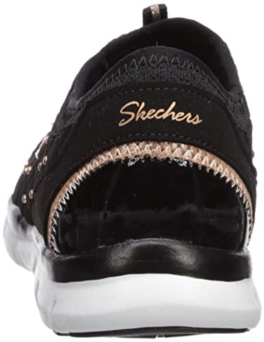 Skechers Gratis-High-Class, Zapatillas sin Cordones Mujer, Negro (BKRG Black Trubuck/Durabuck/Mesh/Rose Gold Trim), 36 EU