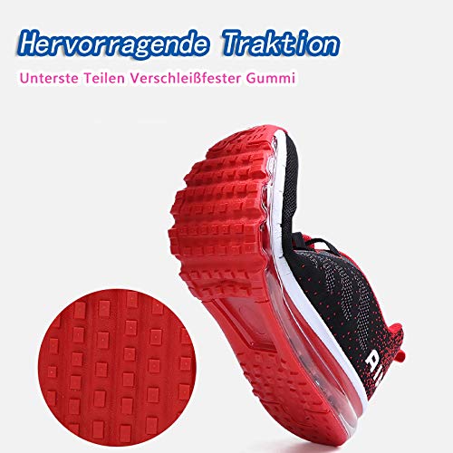 Smarten Zapatillas de Running Hombre Mujer Air Correr Deportes Calzado Verano Comodos Zapatillas Sport Black Red 36 EU