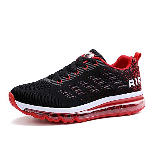 Smarten Zapatillas de Running Hombre Mujer Air Correr Deportes Calzado Verano Comodos Zapatillas Sport Black Red 36 EU