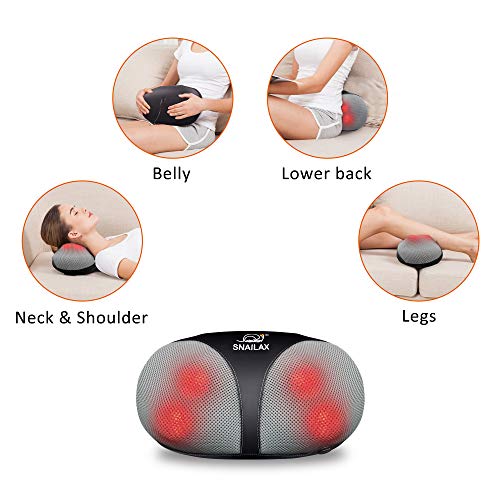 Snailax Almohada de masaje Shiatsu - Masajeador de cuello y espalda con calor, Masajeador de almohada eléctrico para hombros, cervicales, lumbares Los mejores regalos para mujeres/hombres/mamá/papá