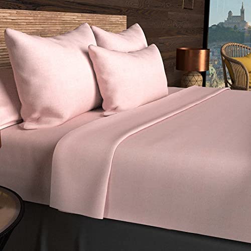 Soleil d'Ocre 554827 - Funda de almohada de algodón, color rosa, talla 50 x 75 cm