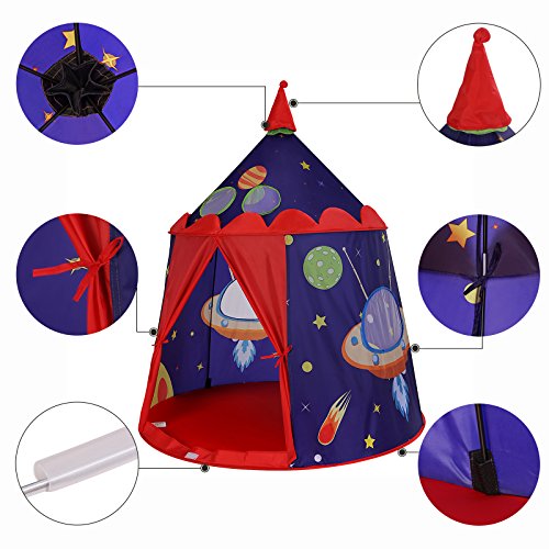 SONGMICS Tienda de Campaña Infantil, Carpa Infantil Plegable, Casa de Juegos para Interiores y Exteriores, Pop-up Portátil, Tienda con Bolsa de Transporte, Regalo para Niños, Azul , LPT01BU