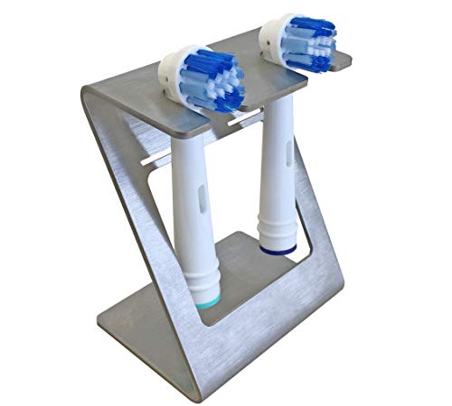 Soporte de acero inoxidable para 2 cabezales de cepillo de dientes eléctrico, incluye soporte de pared, compatible con todos los accesorios habituales