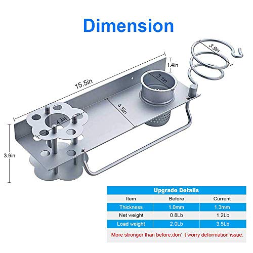 Soporte de pared para secador de pelo, toalla, cepillo de dientes y pasta de dientes, perfume, organizador de almacenamiento, estante para colgar, organizador de baño con soporte para toallas