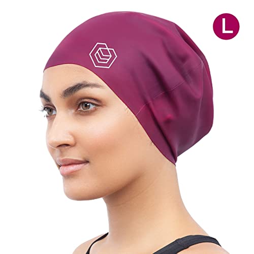 SOUL CAP – Gorro de Natación Grande para Cabellos Largos | Diseñado para Cabellos Largos, Rizados y con Volumen | para Adultos, Niños y Niñas | para Hombres y Mujeres | Silicona (Rojo)