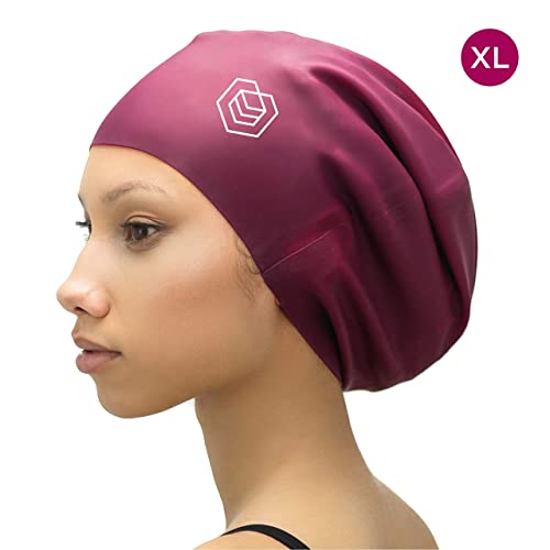 SOUL CAP – Gorro de Natación Grande para Cabellos Largos | Diseñado para Cabellos Largos, Rizados y con Volumen | para Adultos, Niños y Niñas | para Hombres y Mujeres | Silicona (Rojo)