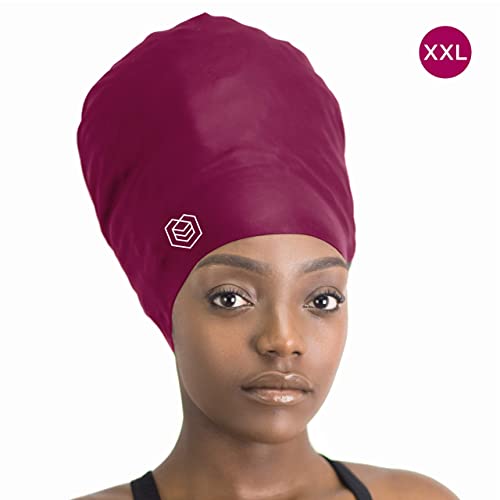 SOUL CAP – Gorro de Natación Grande para Cabellos Largos | Diseñado para Cabellos Largos, Rizados y con Volumen | para Adultos, Niños y Niñas | para Hombres y Mujeres | Silicona (Rojo)