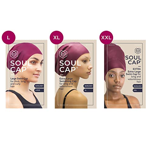 SOUL CAP – Gorro de Natación Grande para Cabellos Largos | Diseñado para Cabellos Largos, Rizados y con Volumen | para Adultos, Niños y Niñas | para Hombres y Mujeres | Silicona (Rojo)