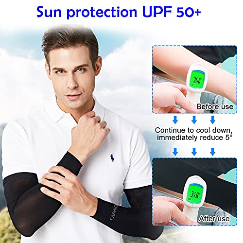 SPEACOUR 2 Pares Mangas para Brazo Elásticas Mangas Protectoras UV Transpirables Manga Protectora Solar para Brazo para Actividades al Aire Libre Protección de la Piel (Negro)