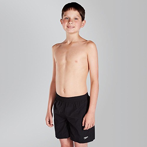 Speedo Solid Leisure de 15" Pantalones Cortos, Junior Boys, Negra, XS