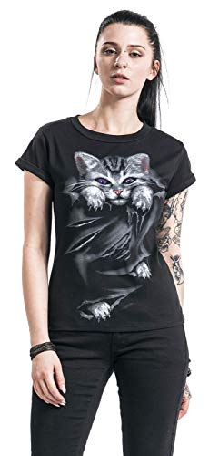 Spiral Direct Bright Eyes-Boatneck Cap Sleeve Top Camiseta, Negro (Black 001), 44 (Talla del Fabricante: Large) para Mujer