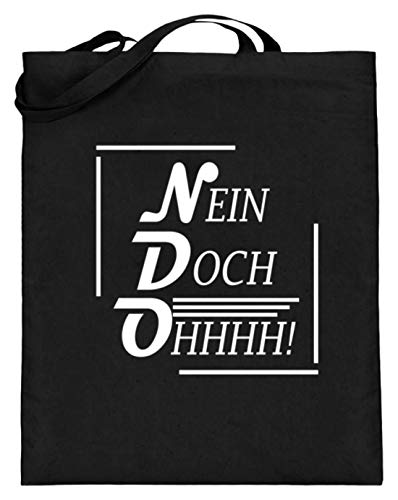 Spiritshop, divertido, no – Doch, – OH! - Diseño clásico de fiesta con texto en alemán - Bolsa de yute (con asas largas), Algodón, Negro, 38cm-42cm