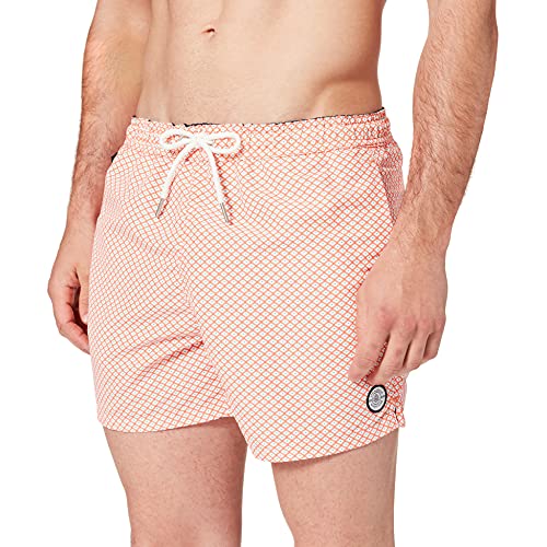 Springfield Mosaico Bañador para Hombre, Estampado Naranja, S