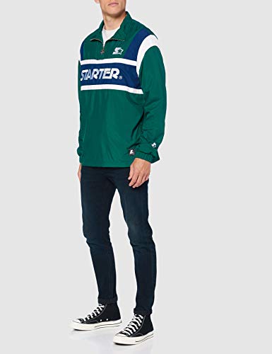 STARTER BLACK LABEL Half Zip Jacket Chaqueta calentadora, Verde Retro, Azul y Blanco, M para Hombre