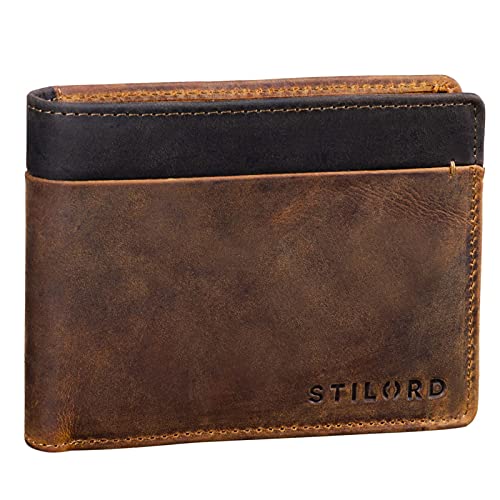 STILORD 'Sterling' Cartera RFID Hombre Cuero Portamonedas NFC Bloqueo Monedero Clásico Billetera Portatarjetas de Piel Genuino, Color:marrón - Medio