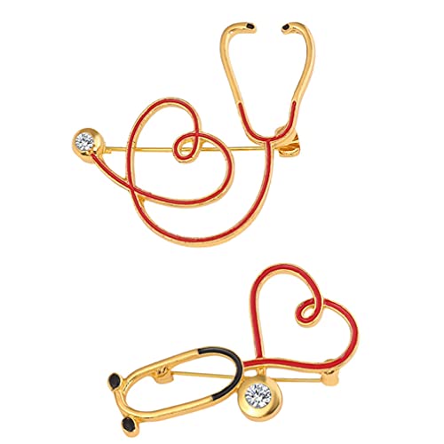 STOBOK 2pcs estetoscopio Pin Badge Brooches para Doctor Pins Nurse Doctor Pins Estetoscopio Estetoscopio Esmalte Pin Badge Brooches para Doctor Nurse Estudiantes Ropa Bolsos Decor