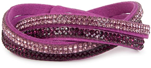 styleBREAKER Pulsera de estrás Suave, Elegante Brazalete con Piedras de estrás, Pulsera de Bobina, 2x2 líneas señora 05040004, Color:Violeta/Rosa-Violeta-Claro