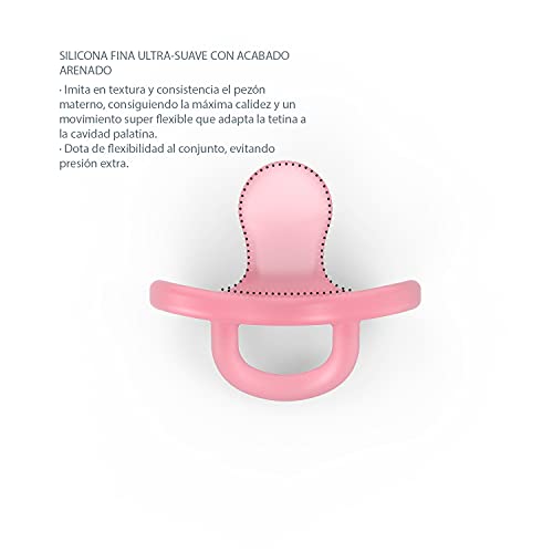 Suavinex Nuevo Chupete Para Dormir Todo Silicona, Para Bebés 6/18 meses, Chupete con Tetina Fisiológica SX Pro, Super Blandito y Flexible, Color Rosa