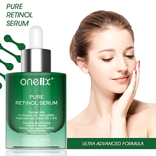 Suero de retinol para rostro y ojos (30 ml) con vitamina C, E, ácido hialurónico para antienvejecimiento, líneas finas y arrugas. Suero facial de día y de noche