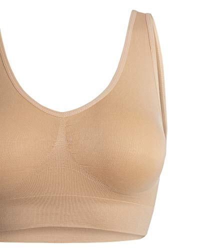 Sujetador Básico para Mujeres | Sin Costuras Sin Aros | El Confort Bra (wellbra_sngl)(XL, Beige)