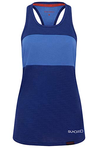 SUNDRIED Use Yoga Deportes para Mujer del Chaleco sin Mangas de Entrenamiento Scoop y Gimnasio sin Mangas (Azul, XL)